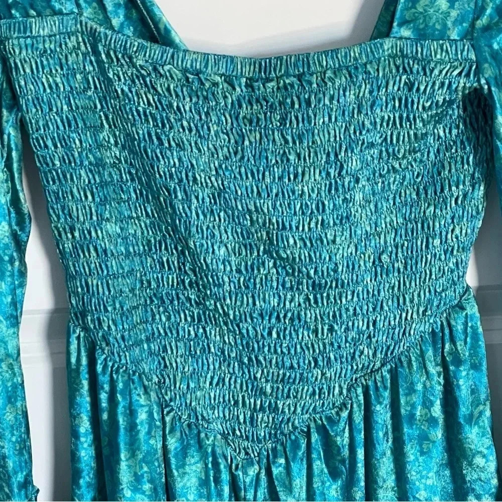 New! Free People Bali tight rope romper blue green velvet nwot 29047
